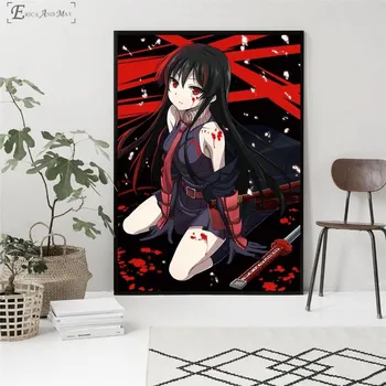 Akame Ga Kill аниме девушка плакаты и принты настенное искусство декоративная картина холст живопись для гостиной домашний декор без рамы 21cm30cm NoFrame