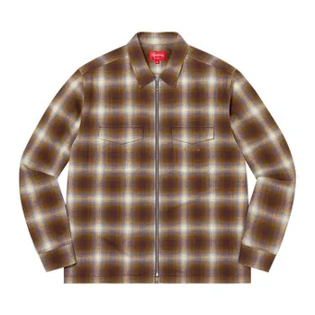 Рубашка Supreme Shadow Plaid Flannel Zip Up Shirt Brown, коричневый