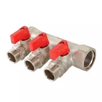 Коллектор с отсекающими кранами Valtec VTc.580.N.0502 для радиатора (3/4"x 2 вых. 1/2" нар.)