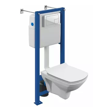 Комплект Cersanit CARINA XL CO DPL EO slim + инсталляция VECTOR + кнопка CORNER пластик белый A64119