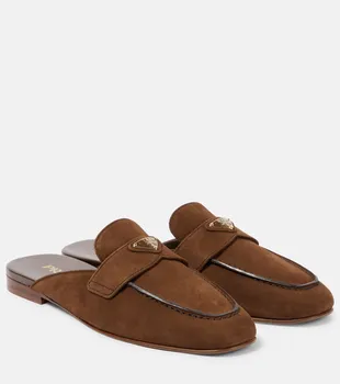 Логотип замшевые мюли Prada, Cacoa