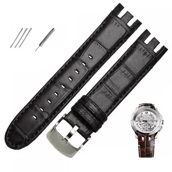 Браслет из натуральной кожи для часов Swatch, ремешок 21 мм, YRS403 412 402G, ремешок для запястья, черный, ремешки для часов, аксессуары для мужских часов 21mm