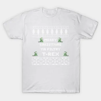 T Рубашка женщин Merry Christmas Ya Filthy T Rex Ugly Christmas Swe Harajuku Печать Кавайи Футболка Летний короткий рукав женский футболка Top Tee S