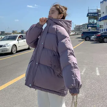 Женская куртка 2XL с хлопковой подкладкой, женское модное зимнее пальто Ins, студенческое пальто нового стиля, толстое хлопковое пальто большого размера 2XL белый