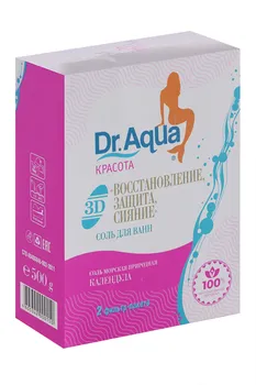 Соль д/ванн Dr Aqua Красота морская 3D восстановление/защита/сияние Календула, 250 г, 2 шт, фильтр-пакет