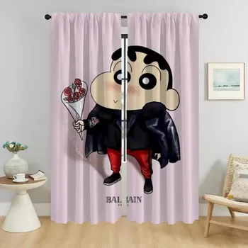 Anti-mosquito Curtains for Living Room Crayon Partition Window Curtain for Room 2 Panel Halloween Decoration Shades Kitchen Home W50xH70cmx2pcs-CL