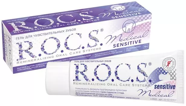 Гель для зубов R.O.C.S. Medical Minerals sensitive 45г