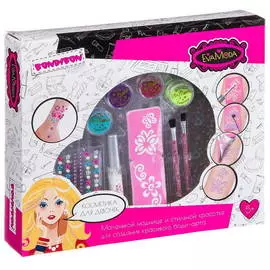 BONDIBON Eva Moda Набор для боди-арта с 4 глиттерами и стразами