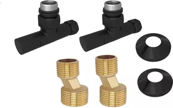 Комплект Акватек AQ 1020BL для водяных полотенцесушителей, 2 шт, черный