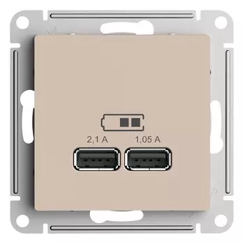Розетка USB Systeme Electric AtlasDesign встраиваемая песочная 2хUSB-А (ATN001233)
