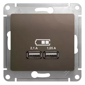 Розетка USB Systeme Electric Glossa встраиваемая шоколад 2хUSB-A (GSL000833)
