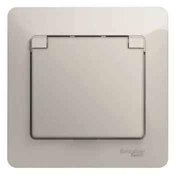 Розетка Systeme Electric Glossa встраиваемая молочная со шторками с крышкой (GSL000946)
