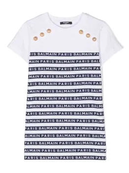 Balmain Kids платье-футболка в полоску, белый