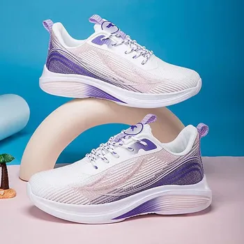Женские кроссовки Flyknit, весенние, новые, дышащие, модные, кроссовки для студентов, легкие, на шнуровке, с толстой подошвой, женские спортивные кроссовки 36 розовый