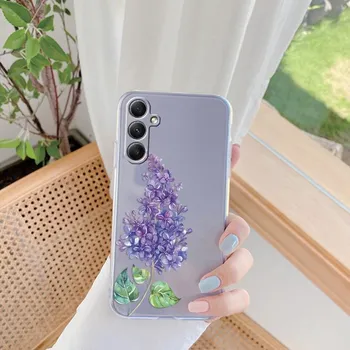 Мягкий силиконовый прозрачный чехол с цветочным узором для Xiaomi Redmi Note 13 Pro Poco Samsung A55 A54 A34 A15 S24 M35 iPhone 11 12 13 14 15 противоударный чехол Samsung Galaxy S20 FE