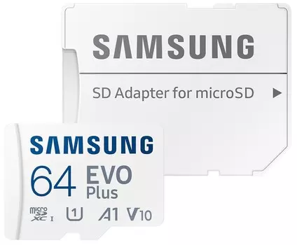 Карта памяти Samsung Evo Plus MB-MC64KA/EU microSDXC U1 Class 10 64GB с адаптером