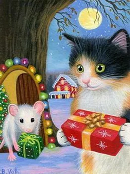DIY алмазная живопись животное вышивка крестом ремесло полная круглая дрель кошка мозаика Алмазная вышивка домашний декор стены 15x20CM