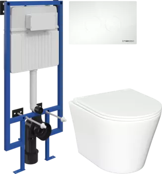 Комплект Унитаз подвесной Ceramicanova Forma CN3011 с микролифтом + Инсталляция STWORKI + Кнопка Хельсинки 500470 белая