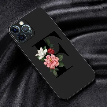 Чехол для Apple iPhone 14 13 11 12 Pro 7 XR X XS Max 8 Plus 6 6S SE 2022 13Pro черный мягкий телефон Funda Letters DIY Flower iPhone 14
