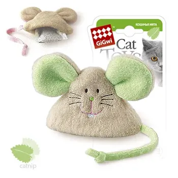 GiGwi Игрушка для кошек Мышка с кошачьей мятой, ткань 8 см