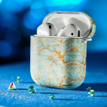 Чехол PQY Marble для Apple AirPods Зелёный Kingxbar Marbel Series Airpods Case-Green Marble