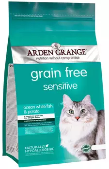 Arden Grange Sensitive Ocean White Fish &amp; Potato беззерновой для взрослых кошек при аллергии с океанической белой рыбой и картофелем (2 кг)