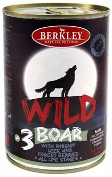 Berkley № 3 Wild Boar для собак и щенков с кабаном, пастернаком, сладким луком и лесными ягодами (400 гр х 6 шт)