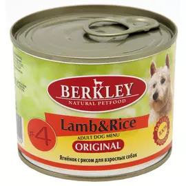 Berkley № 4 Adult Dog Meat Menu Lamb &amp; Rice для взрослых собак с ягненком и рисом (200 гр)