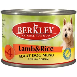 Berkley № 4 Adult Dog Meat Menu Lamb &amp; Rice для взрослых собак с ягненком и рисом (200 гр х 6 шт)