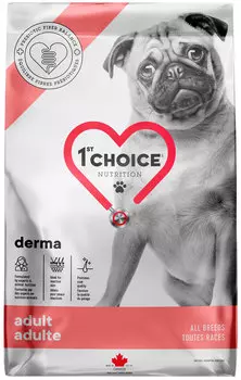 1st Choice Care Dog Adult All Breeds Derma беззерновой для взрослых собак всех пород с чувствительной кожей с лососем (12 + 12 кг)