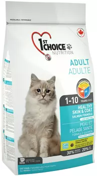 1st Choice Cat Adult Healthy Skin &amp; Coat для взрослых кошек при аллергии с лососем (2,72 кг)