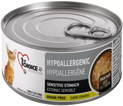 1st Choice Cat Adult Hypoallergenic беззерновые для взрослых кошек при аллергии с уткой, картофелем и тыквой (85 гр х 24 шт)
