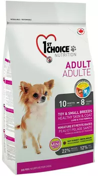 1st Choice Dog Adult Toy &amp; Small Breeds Healthy Skin &amp; Coat для взрослых собак маленьких пород при аллергии с ягненком, рыбой и рисом (7 кг)