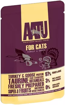 Aatu Cat Turkey &amp; Goose беззерновые для взрослых кошек с индейкой и гусем (85 гр)