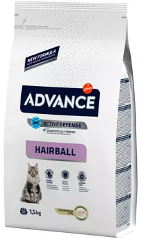 Advance Hairball Turkey &amp; Rice для взрослых кошек для вывода шерсти с индейкой и рисом (1,5 + 1,5 кг)
