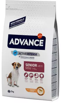 Advance Senior Mini Chicken &amp; Rice для пожилых собак маленьких пород с курицей и рисом (3 кг)
