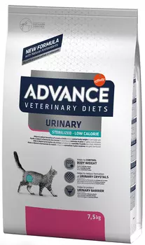 Advance Veterinary Diets Urinary Sterilized Low Calories для взрослых кошек при мочекаменной болезни с пониженным содержанием калорий (2,5 кг)