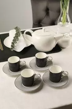 Набор фарфоровый из 4 кофейных чашек с блюдцами Вола Dcor de Table