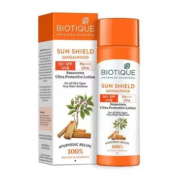 Солнцезащитный лосьон с Сандалом 50+ SPF (120 мл), Sun Shield Sandalwood 50+ SPF Sunscreen Ultra Protective Lotion, произв. Biotique