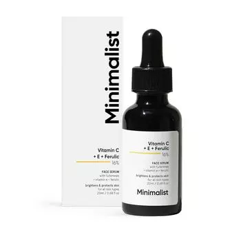 Сыворотка для лица с Витаминами C, E и Феруловой кислотой 16% (20 мл), Vitamin C + E + Ferulic 16% Face Serum, произв. Minimalist
