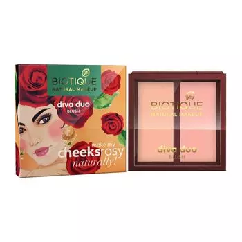Румяна в 2 оттенках: Пастель и Персик (9 г), Diva Duo Blush Pastel-N-Peach, произв. Biotique