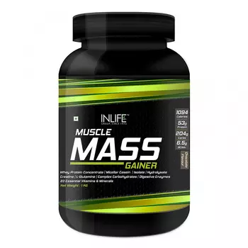 Протеиновый порошок для набора мышечной массы со вкусом Шоколада (1 кг), Muscle Mass Gainer Chocolate Flavour, произв. INLIFE