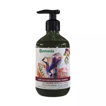 Шампунь для кошек и собак: блеск и сияние (500 мл), Light Coat Brightening Shampoo, произв. Petveda