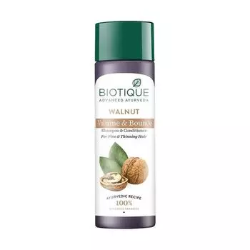 Шампунь-кондиционер для объема волос с Грецким орехом (120 мл), Walnut Volume & Bounce Shampoo & Conditioner, произв. Biotique