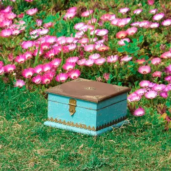 Шкатулка, Wooden Box Blue, Handmade, произв. MYINDIA