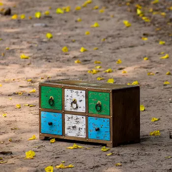 Шкатулка, Wooden Box Green Blue White, Handmade, произв. MYINDIA