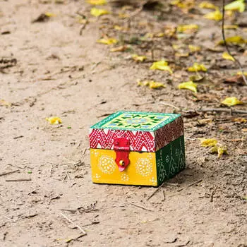 Шкатулка, Wooden Square Box Multicolor, Handmade, произв. MYINDIA