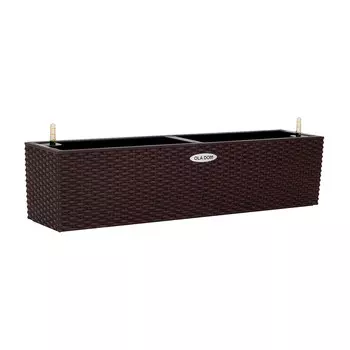 Кашпо декоративное Элластик-Пласт Rattan 790х190х190 мм с автополивом 12 л коричневое
