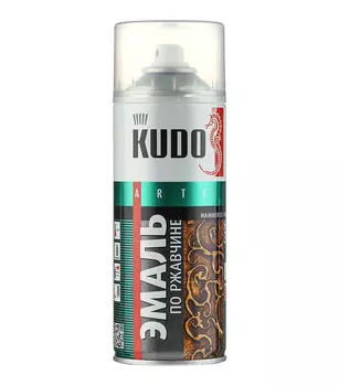 Эмаль аэрозольная по ржавчине Kudo молотковая серебристо-черная полуглянцевая KU-3013 520 мл