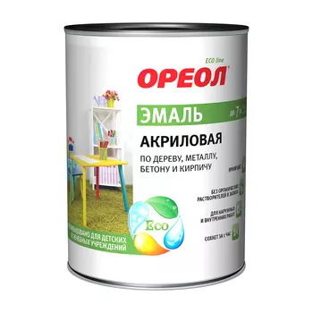 Эмаль акриловая Ореол белая глянцевая 0,9 кг